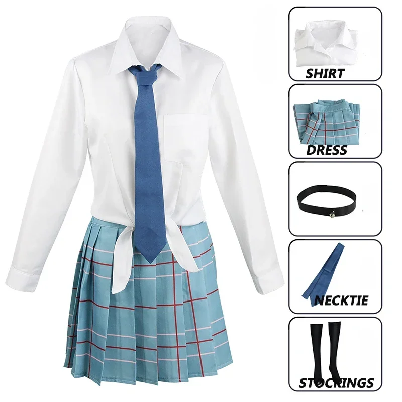 2025 Anime nuevo My Dress Up Darling Kitagawa Marin disfraz JK uniforme escolar falda pantalones peluca Gojo Wakana Cosplay Cos abc