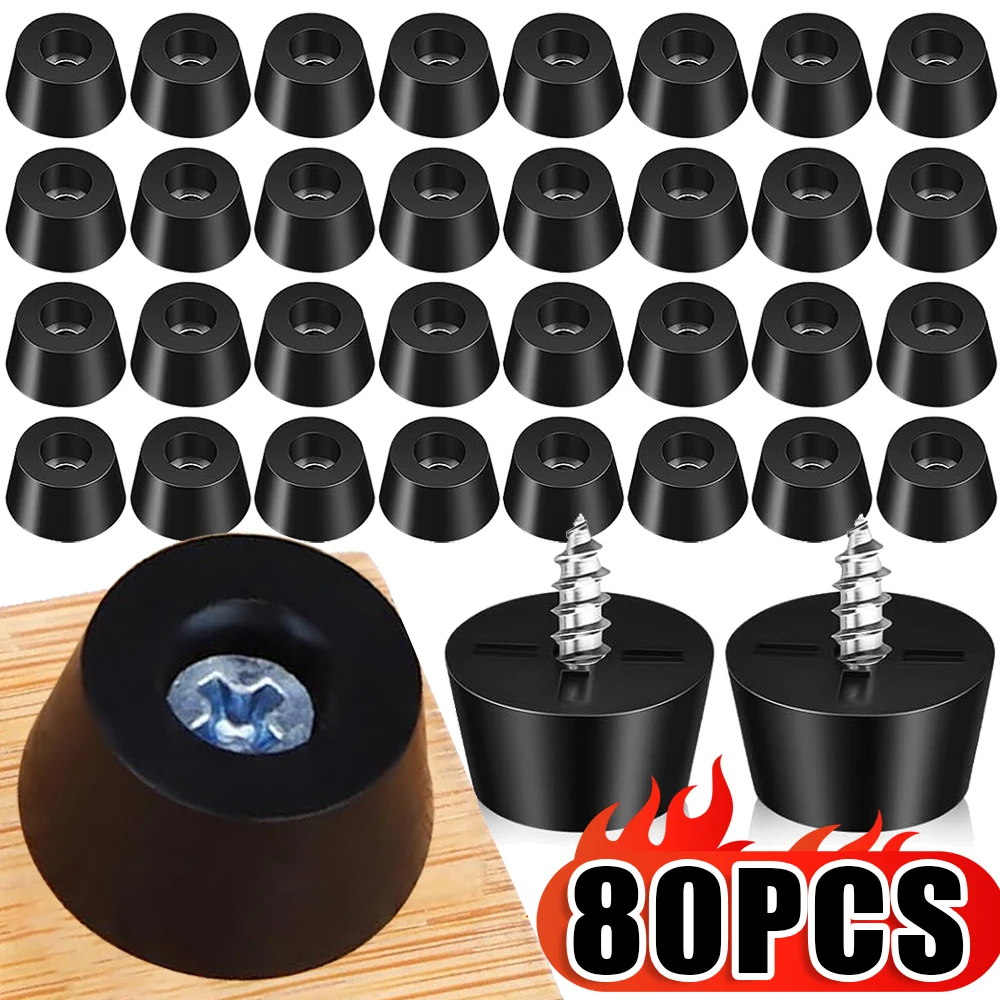 

Black Rubber Absorber Gaskets Pads Floor Protectors Anti Slip Table Chair Furniture Leg Cover Cabinet Bottom Round Tips Cushion