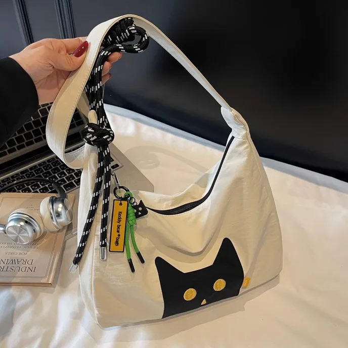 

Cute Design Large Capaci Commuter Bag Women's Casual Crossbody oulder Bag Soft Nylon Strap Polyester Zipper Cl...