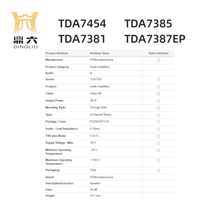 TDA7454  TDA7385 TDA7381  TDA7387EP Audio Amplifiers