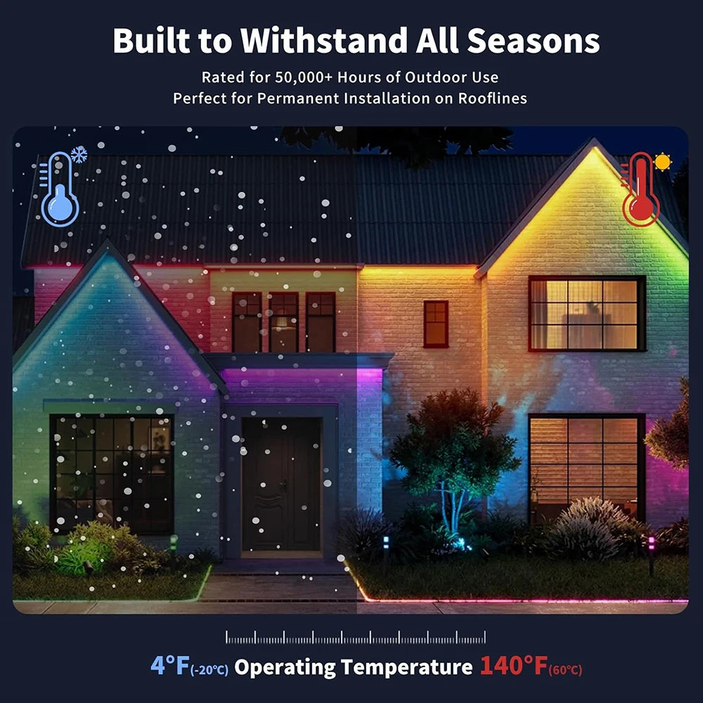 300FT الدائم في الهواء الطلق الطنف ذكي مصباح ليد سلسلة RGB اللون تغيير ضوء IC لعيد الميلاد حفلة حديقة الديكور #5