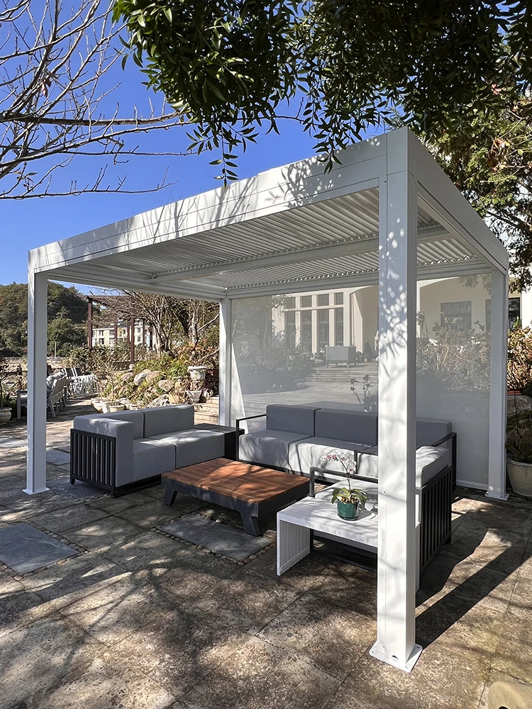 

Pavilion outdoor courtyard garden homestay villa electric pavilion promenade outdoor aluminum alloy new Chinese sun room