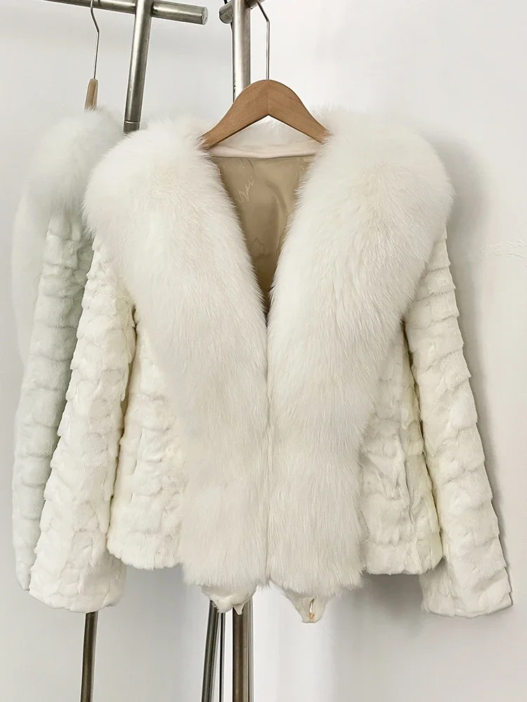 여성용 신상 겨울 상의 짧은 두꺼운 따뜻한 천연 밍크 퍼 코트 여성용 천연 여우털 푹신한 외투 재킷