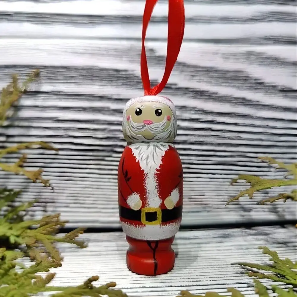 Christmas Wood Novel Funny Santa Ornament Holiday Hanging Party Decors Christmas Tree Decoration