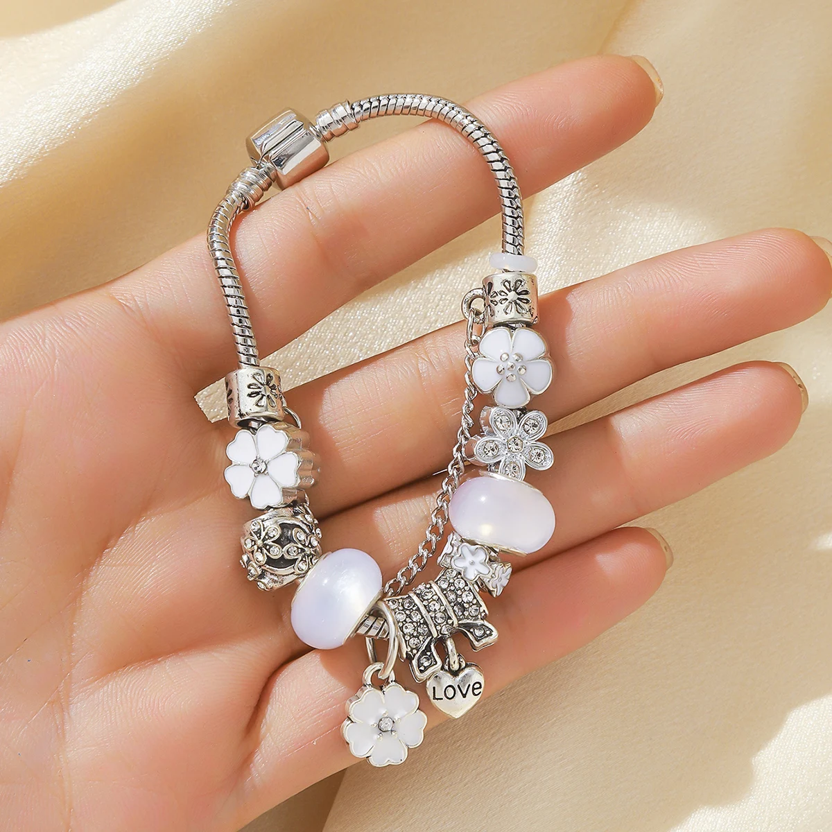 1 best-selling bracelet trendy DIY boutique glass inlaid diamond bracelet with Pan family style personalized jewelry bracelet