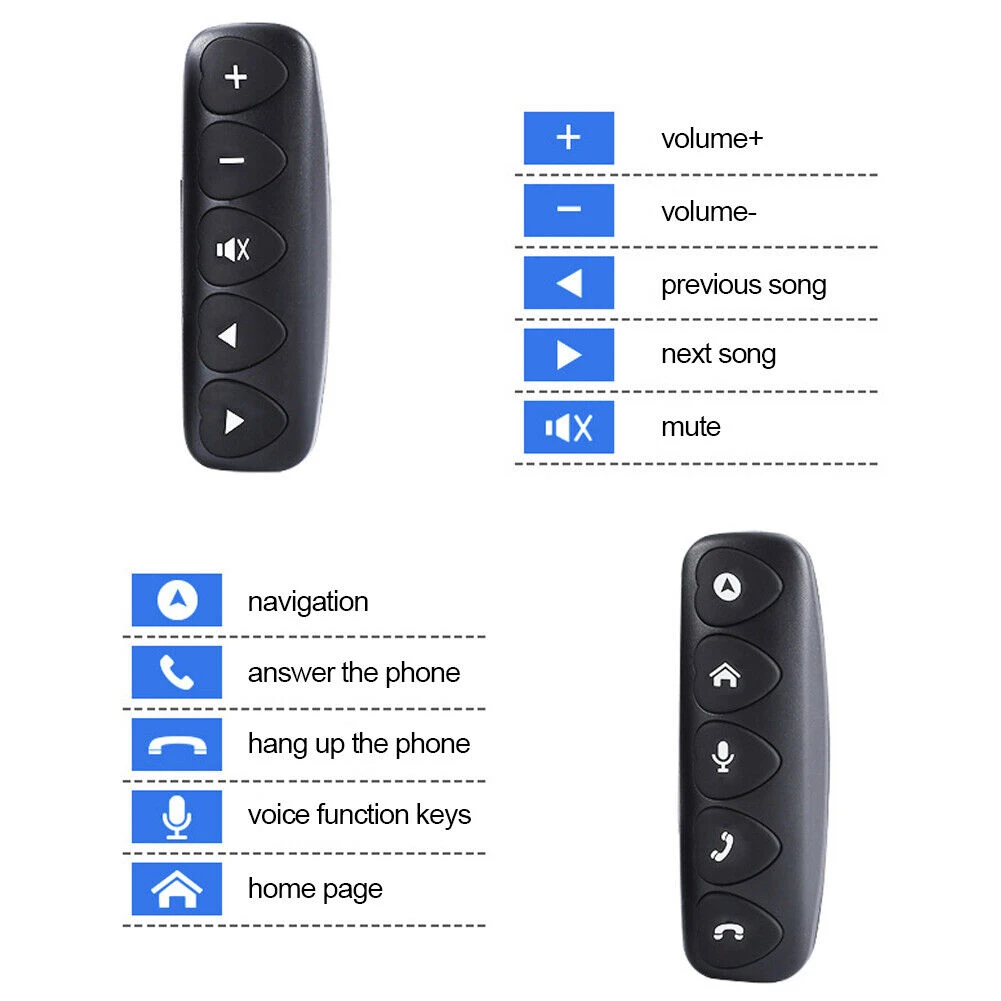 Steering Wheel Remote Control ABS Black Controller Buttons DVD Multifunction Wireless 2Pcs  Steering Wheel Remote