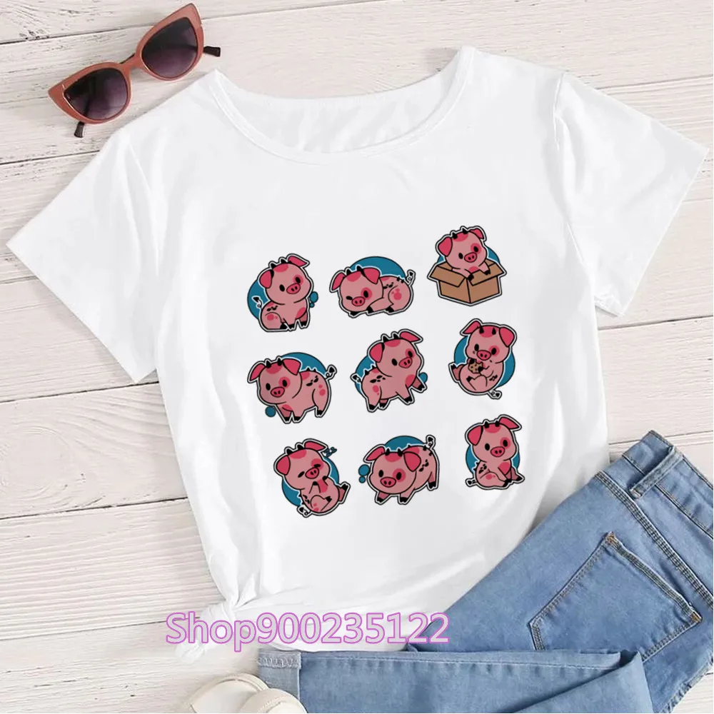 Kawaii Fat nuggets T-Shirt Women Gothic Angel Dust T Shirts Printed Cute pig Graphic Tees Y2K Tshirt Funny Tops Clothes