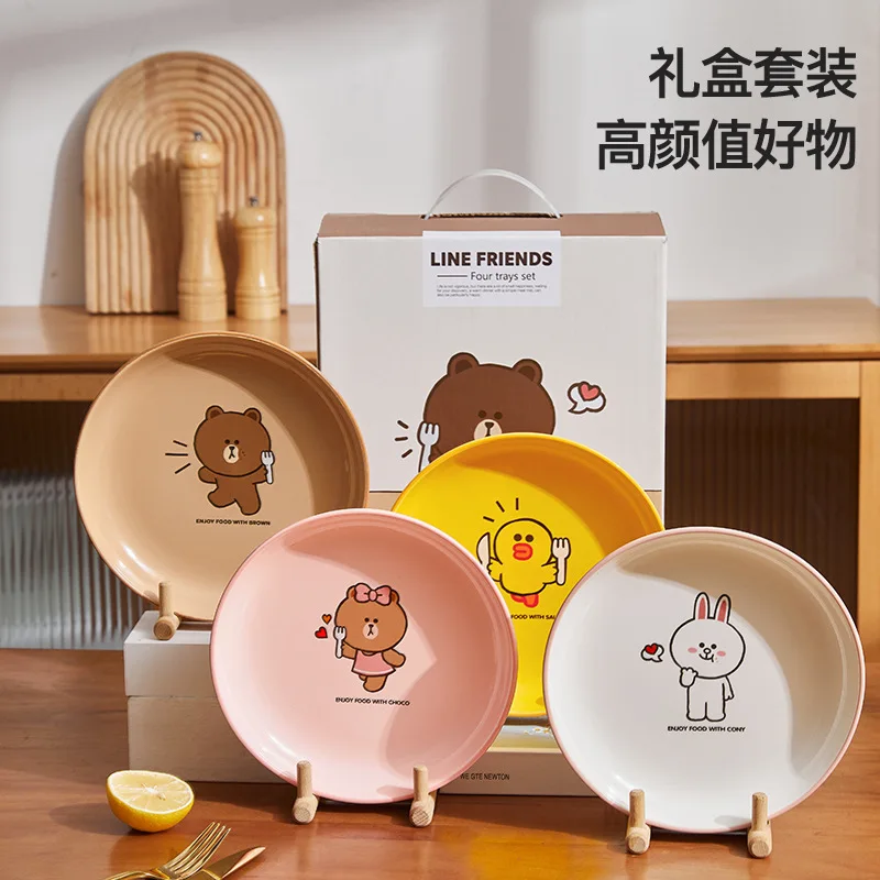 

LINE FRIENDS Anime Kawaii Brown Choco Exquisite Bowl Set Cartoon Cony Sally Ceramic Home Cute Food 8 Dining Plate Festival Gift