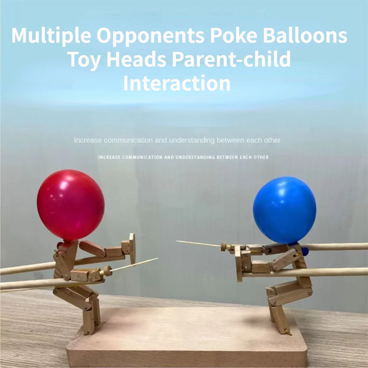 Bamboo Joint People Duel with Multiple Opponents Poke Balloons Toy Heads Parent-child Interaction Wooden Figurines Handcrafted