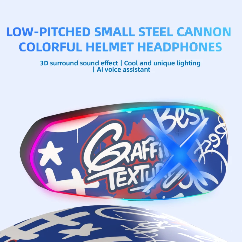 K15 Smart Motorcycle Helmet Headphones, with multi-color ambient lights, voice assistant and Bluetooth function