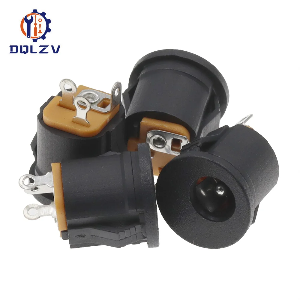 DC-022K 5.5*2.1MM 5.5*2.5MM 3.5*1.35MM DC Power Socket 3Pin Connector Panel Mounting DC022 With Card Slots Charging Socket