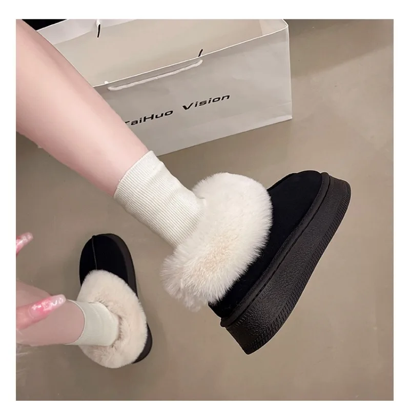 2024 Fashion New Women's Thick Soled Cotton Shoes with Thickened Inner and Velvet Outer Wearing Baotou Warm Snow Boots