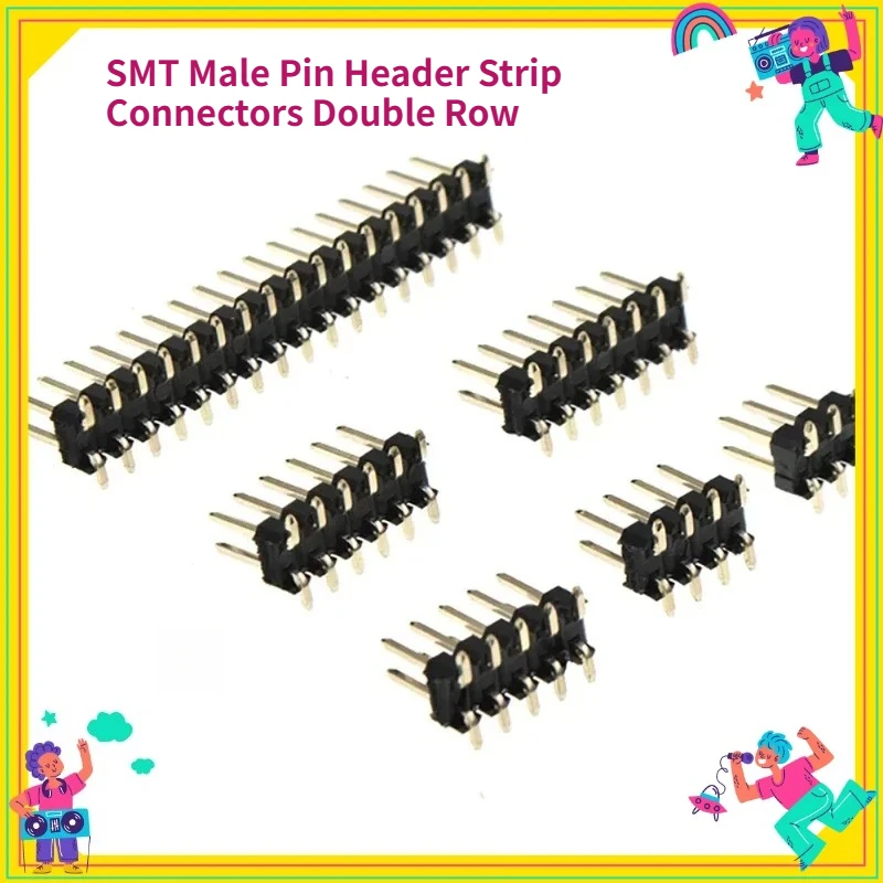 

10Pcs SMD SMT Male Pin Header Strip Connectors Double Row 1.0mm 1.27mm 2.0mm 2.54mm Various Sizes 2*2 to 20P
