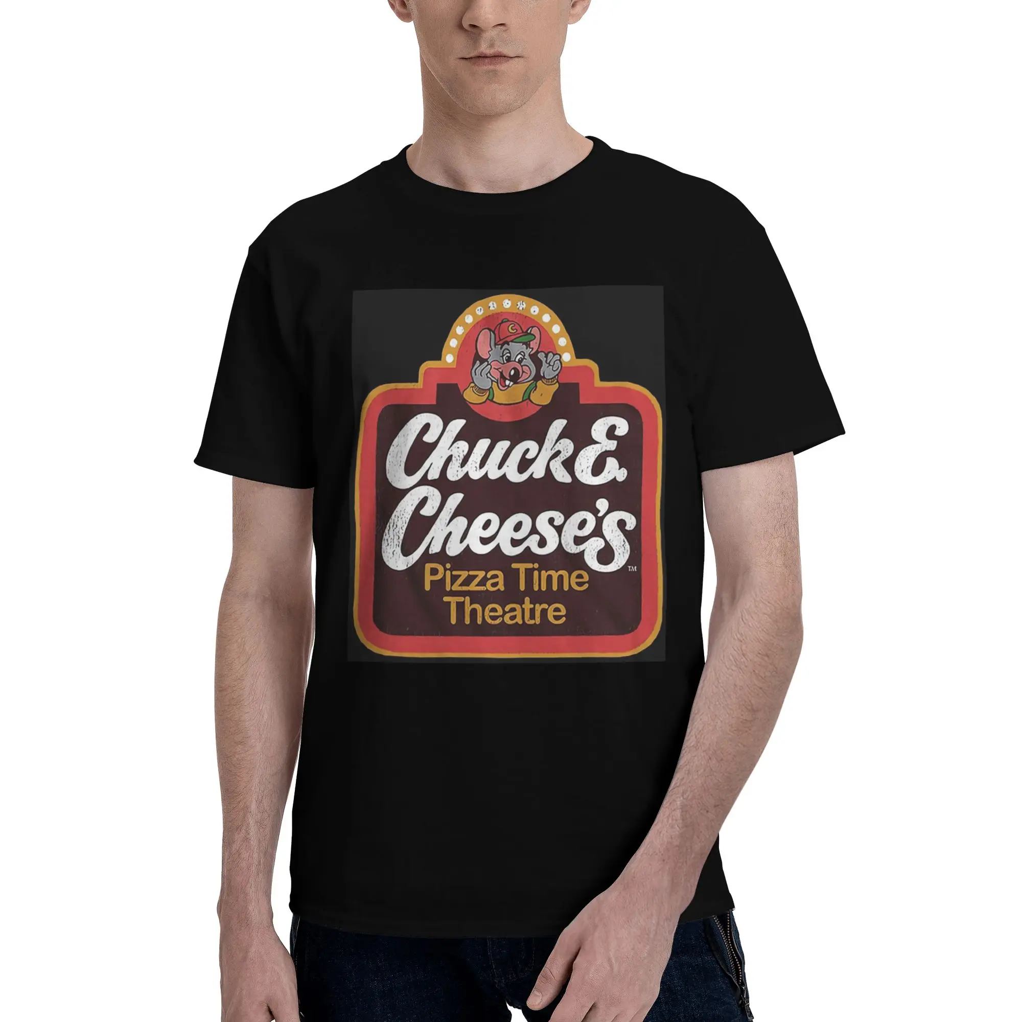 

Chuck E Cheeses Pizza Time Theater 100% Cotton T-Shirt Men's Classic T Shirts Men Round Neck Short Sleeve S-6XL