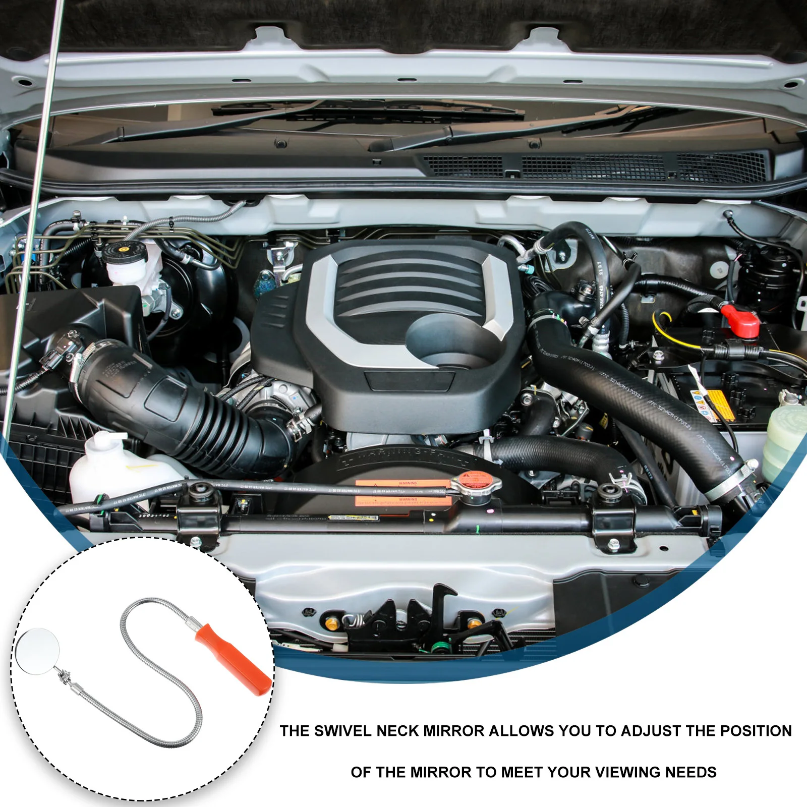 Espejo de inspección extensible, herramienta de inspección automática giratoria de 360 grados, flexible, para áreas difíciles de alcanzar, mantenimiento de vehículos, 1 Uds.