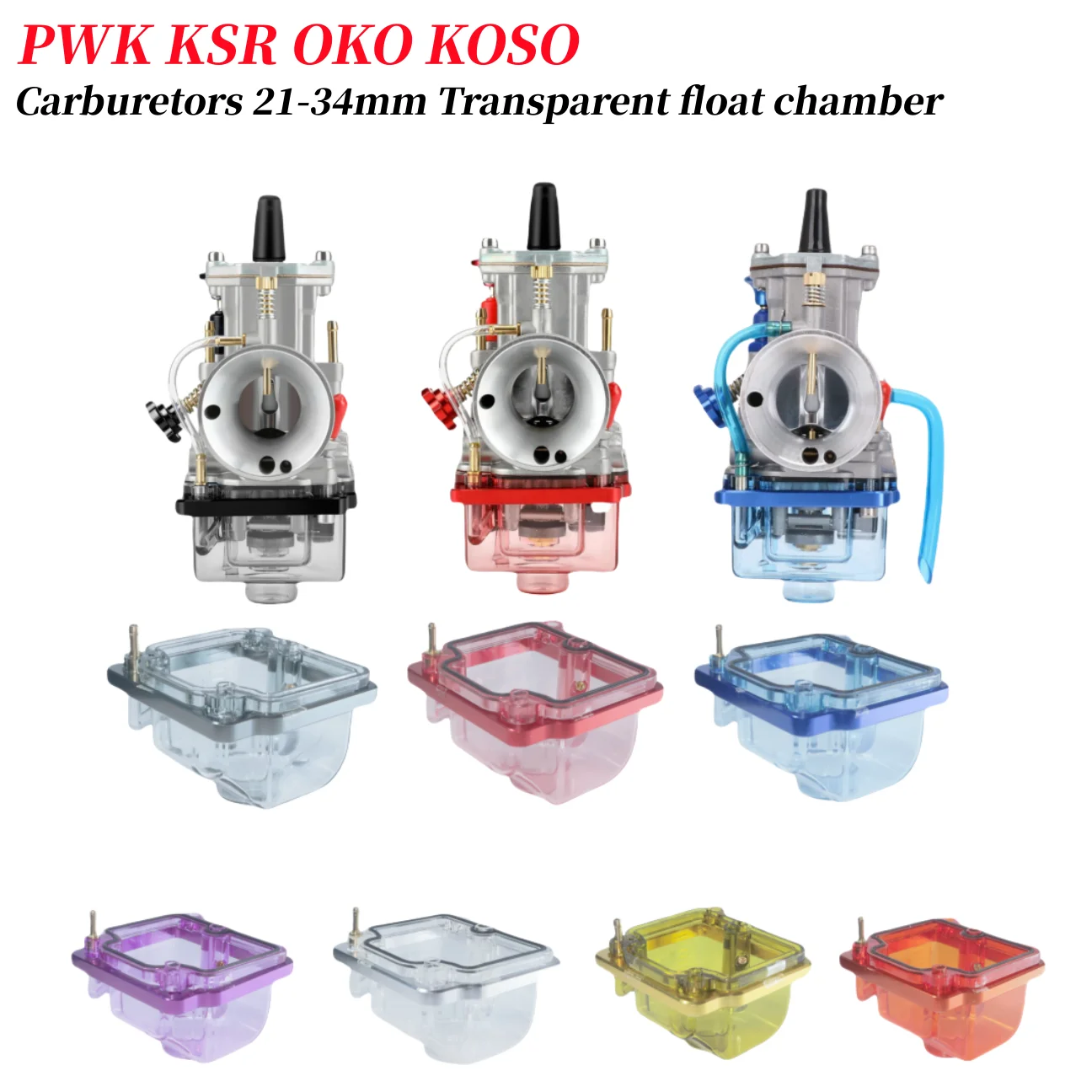 Universal Motorcycle Carburetor Bottom Transparent Float Bowl Lower Cover Bowl to Pwk Ksr Oko Koso Carburetors 21-34mm Dirt Bike