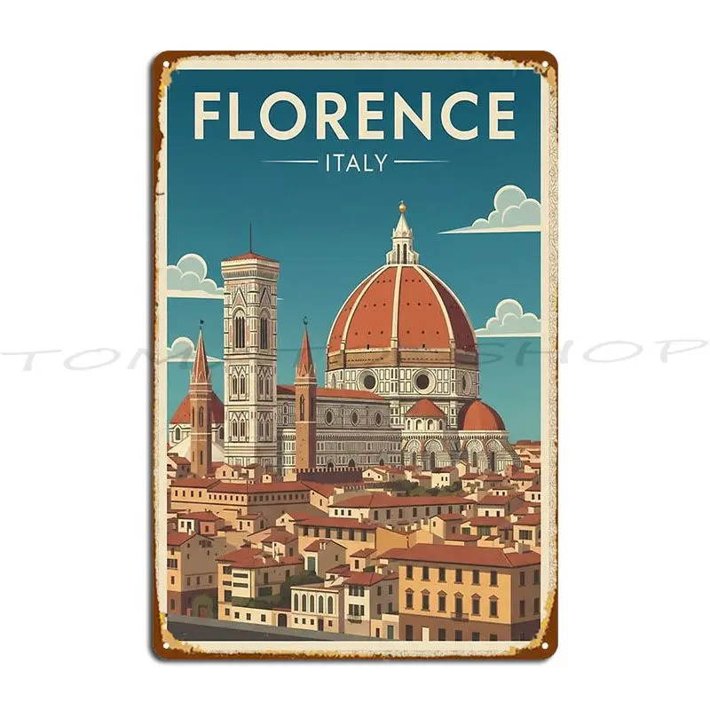Florence Vintage Travel Cathedral Of Santa Maria Del Fiore Metal Sign Cinema Wall Plaque Kitchen Retro Custom Tin Sign Poster