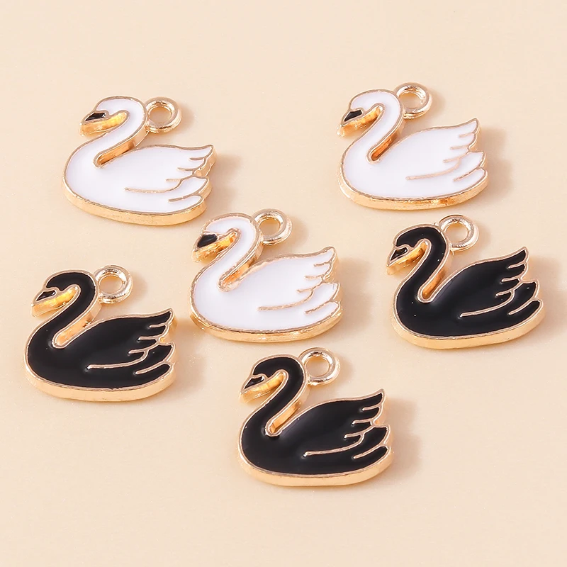 20 Stück 14 x 14 mm niedliche Emaille-Tier-Schwan-Anhänger für die Schmuckherstellung, Halsketten, Ohrringe, Armbänder, Zubehör, DIY-Handwerk, Geschenk – Detail 5
