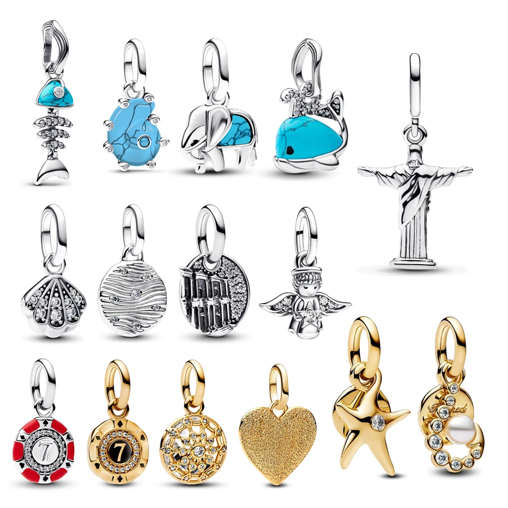 Elegante Plata de Ley 925 ballena del océano niño niña amor mariposa ME colgante apto para pulsera DIY collar joyería fina regalos