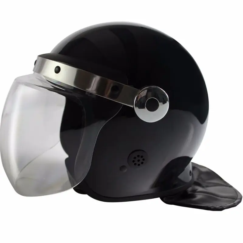 Black Matte Police anti riot helmet with Face convex visor