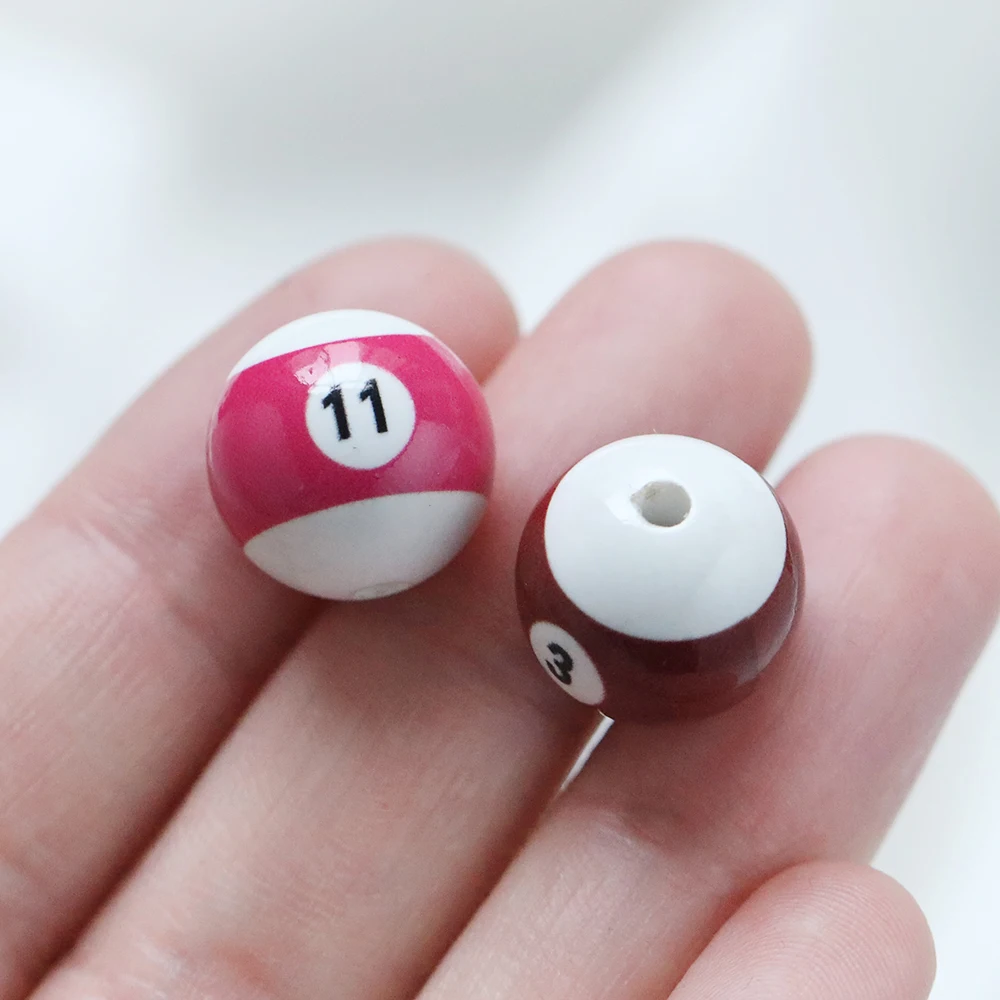 10pcs/Lot 16mm Colorful Acrylic Big Hole Billiards Ball Beads for Jewelry Making DIY Bracelet Necklace Accessories
