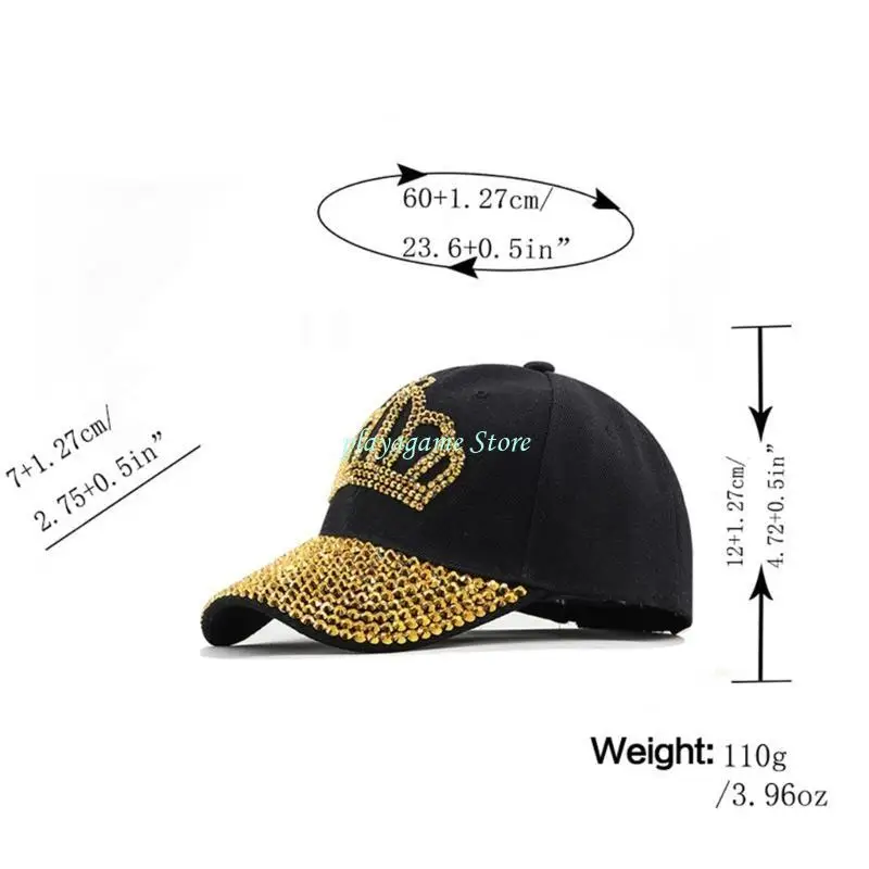 Y88A Crown Baseball Caps Adjustable Eye Catching Baseball Caps for Adult