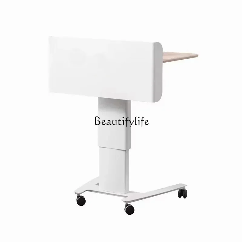 46Lifting White Event Consultation Reception Desk with Wheels and Drawers Host Podium