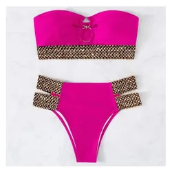 Maillot de bain rose sexy pour femmes, ensemble deux pièces, style brésilien, pour baigneurs de piscine, vêtements de plage, 2024