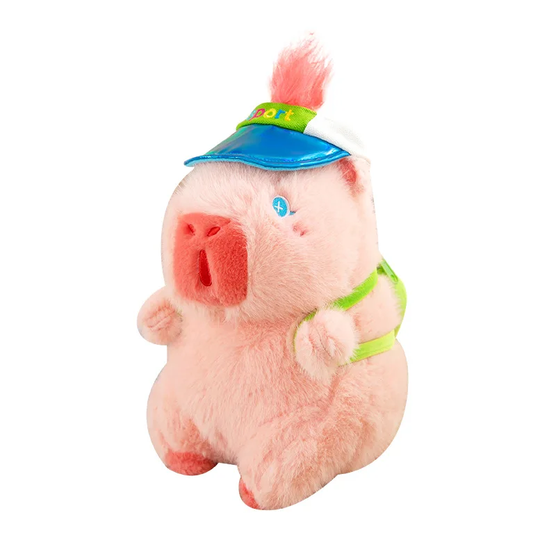 Jouet en peluche Kawaii, poupée Capybara mignonne, Animal en peluche rose de printemps pour enfants, cadeau d'anniversaire, sac à dos de Baseball en fleurs de cerisier