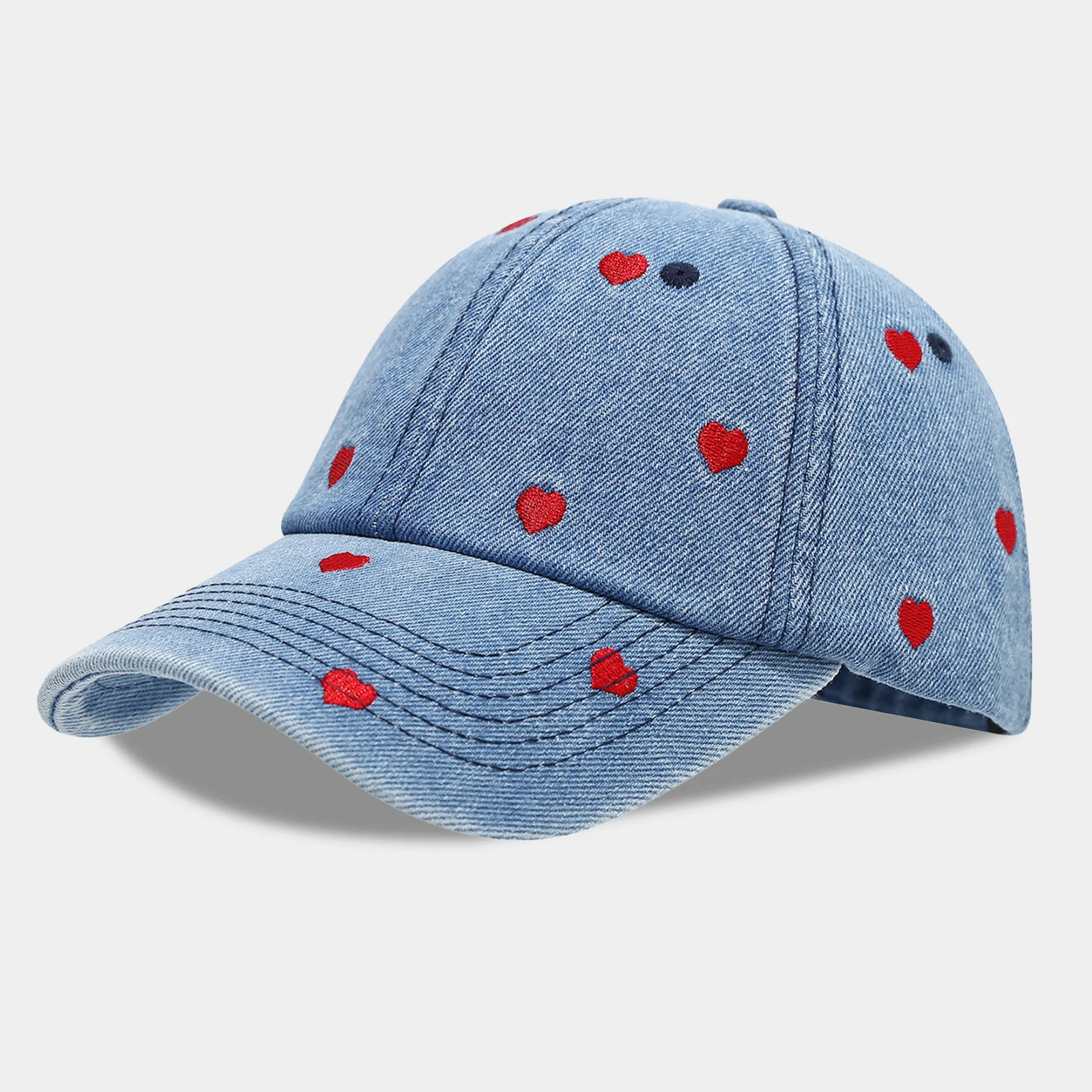 Casquette de baseball brodée pour la Saint-Valentin pour couple, chapeau réglable pour sports de plein air avec motif cœur pour lui et elle