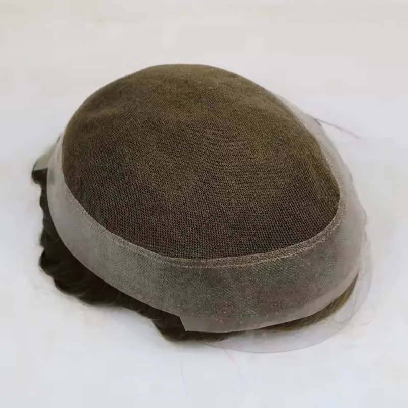 مريحة Sweatproof أستراليا الرجال الشعر المستعار السويسري الدانتيل رقيقة بولي PU الشعرية الاصطناعية شعري طبيعي ابيض عقدة الذكور الباروكات #4