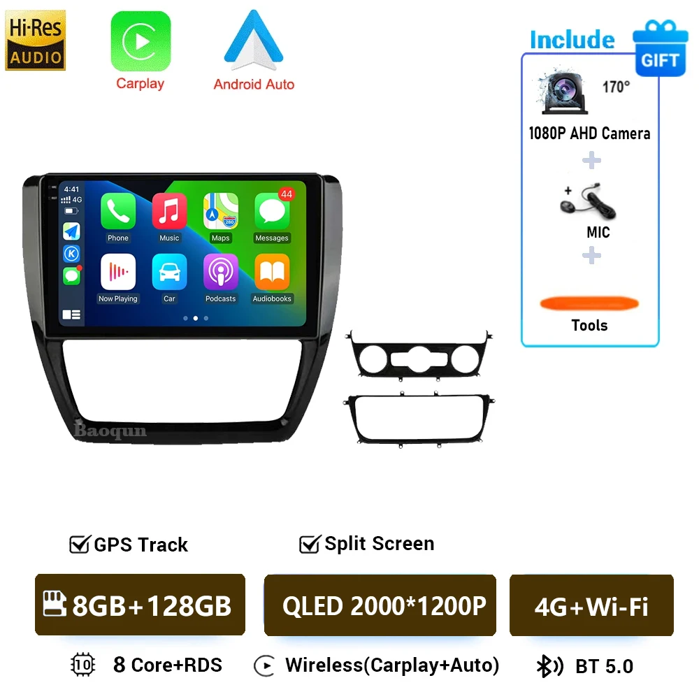 Voor Volkswagen Jetta 6 2011-2018 Android 16 Carplay Auto 4G + WIFI GPS Autoradio Navigatie multimedia Video Player Stereo BT