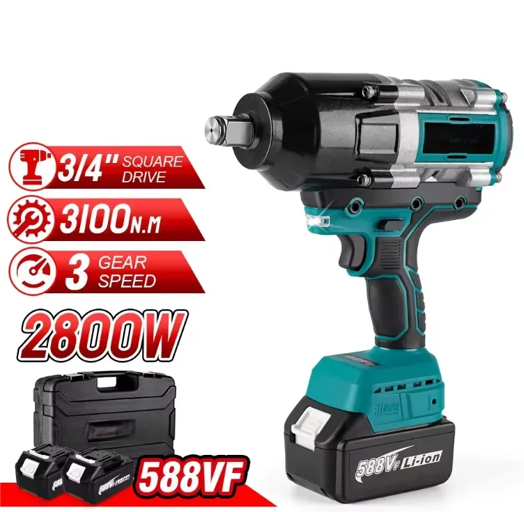 CISIVIS 3100NM 3/4 Inch Cordless Impact Wrench 588VF Battery Handheld Power Tool for MKT Battery Brushless Electric Wrench