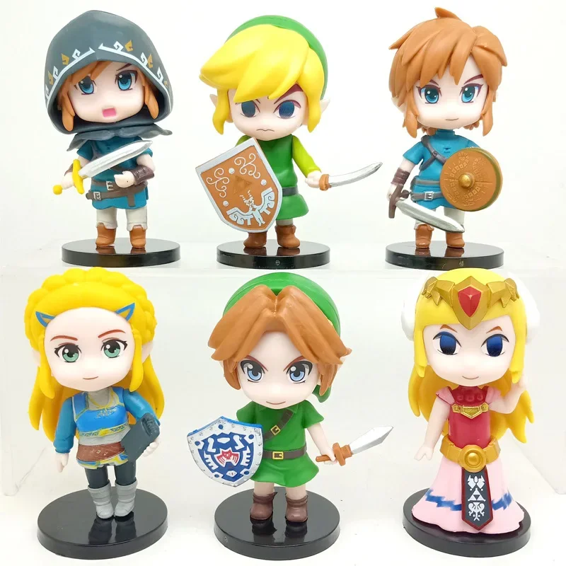 The Legend of Zelda 6 Pcs/Set 10cm Q Version Link Princess Zelda Figure Game Decoration Anime Ornaments Model Collection