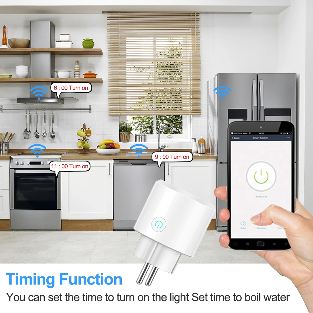 Matter 16A Electricity Energy Metering WiFi Smart Plug EU Smart Socket Voice Control Works With HomeKit Alexa Home Smartthings