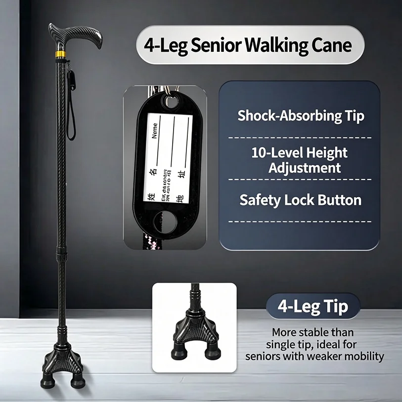 Carbon Fiber Walking Stick, Ergonomic Soft Handle, Lightweight Mobility Aid for Elderly and Disabled, 128g Ultra Light