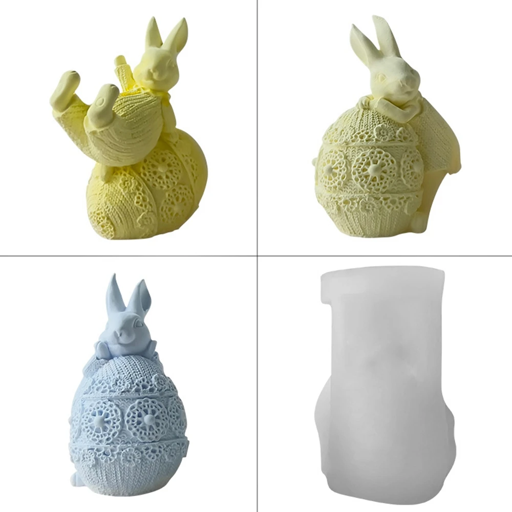 

3D Rabbit Candle Silicone Mold DIY Easter Egg Rabbit Handmade Silicone Mold Scented Making Tools 3D DIY Handmade Fragrance