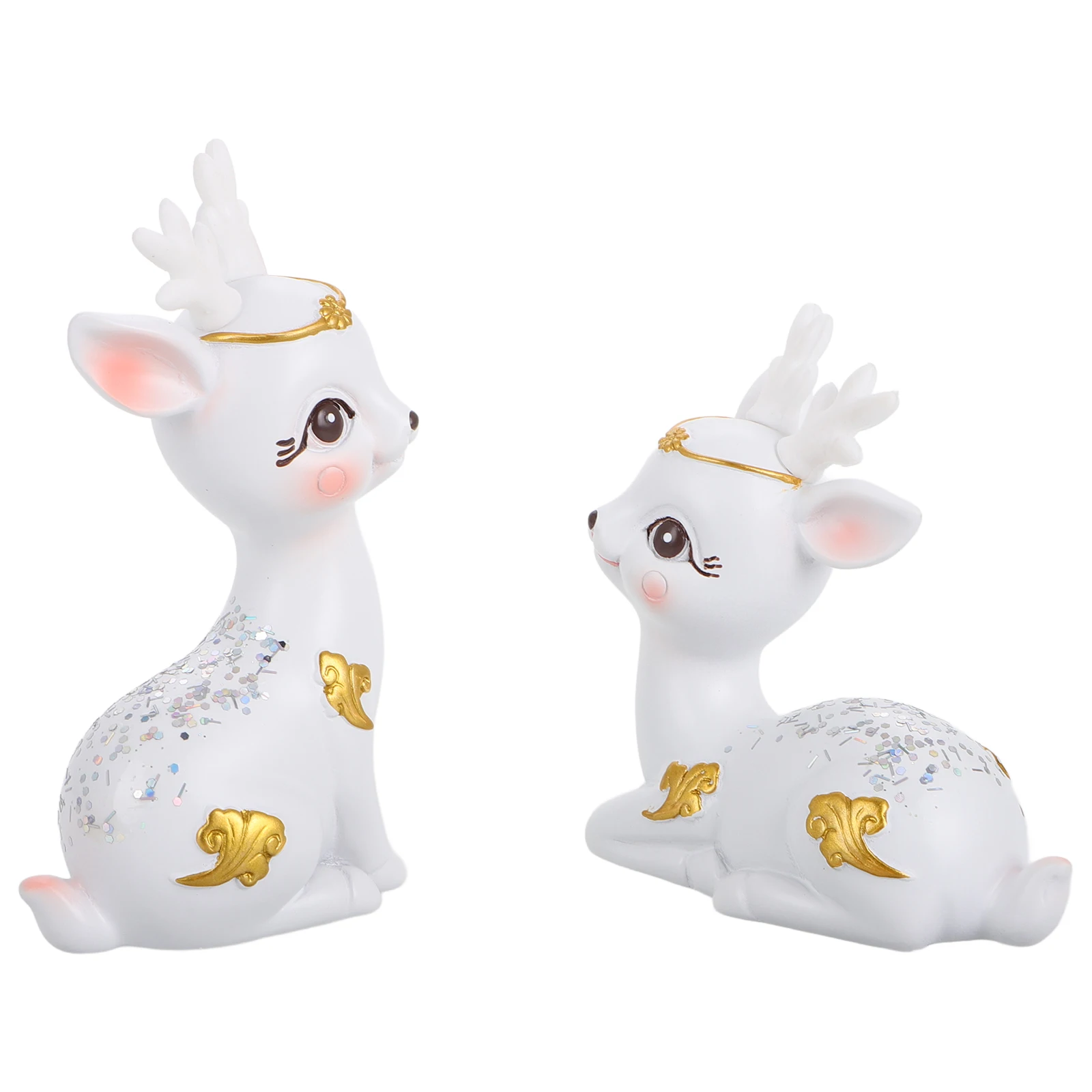 

1Pair Cute Deer Resin Ornament Car Dashboard Decoration Center Console Animal Figurines Home Decor Deer Resin Ornament