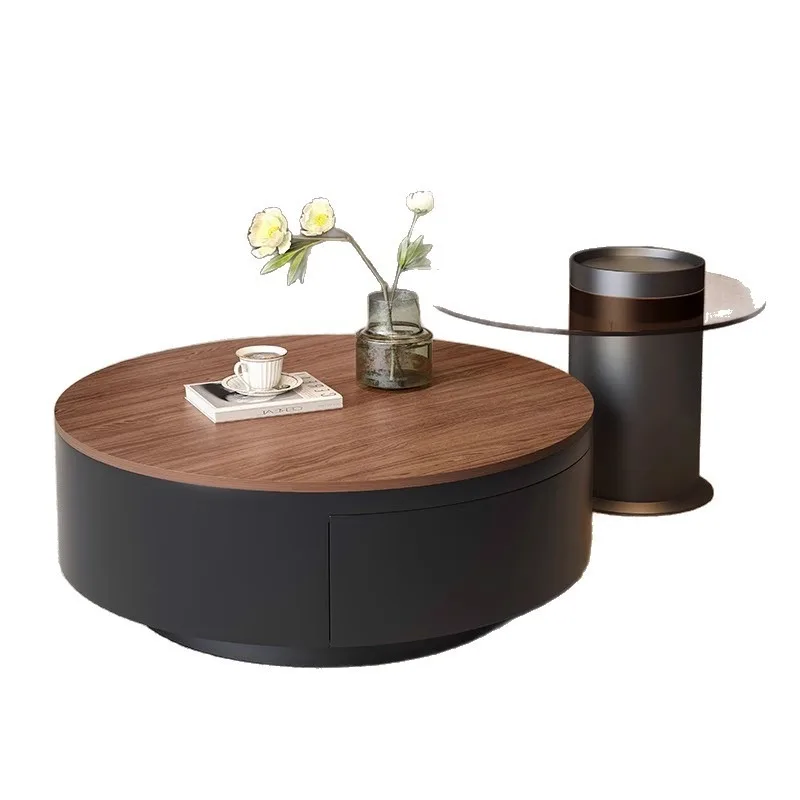 

Medieval style round solid wood coffee table combination small apartment living room