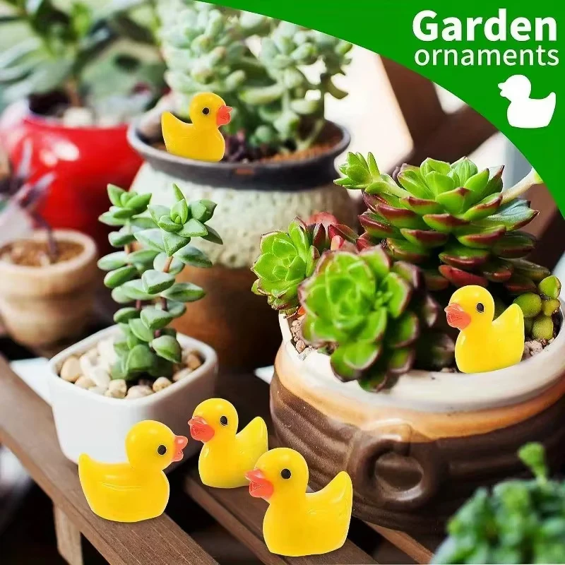 50Pc Mini Resin Yellow Duck Miniature Figures Micro Fairy Garden Landscape Doll House Dollhouse Potted Plants Cake Decor