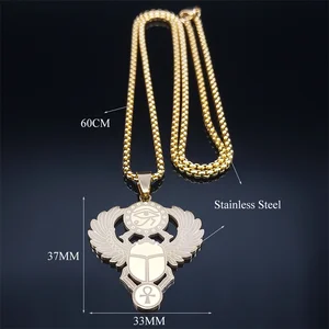Ägyptische Escaravel -Auge des RA Horus -Symbols Edelstahl Farben Ankh Colary Key Gold Halskette N2336S01 8 Hauptverkauf Halskette Stahl Auge des Horus - №3