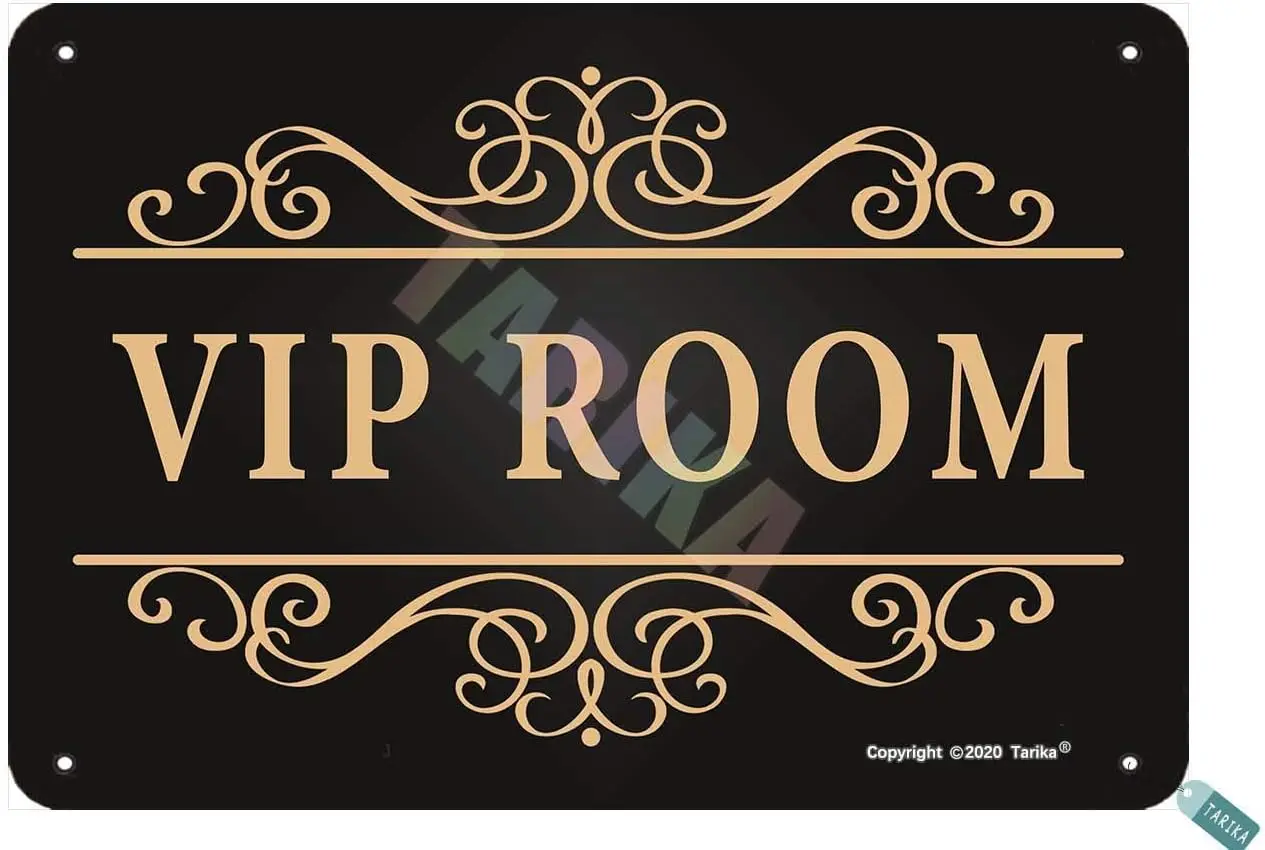 VIP Room Sign Black Background for Shop,Kitchen,Farmhouse,Cafe Bars,Restaurants,Pubs,Man Cave Metal Vintage Tin Sign Wall Decora