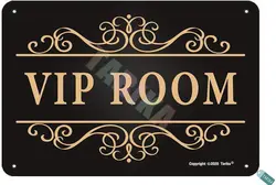 VIP Room Sign Black Background for Shop,Kitchen,Farmhouse,Cafe Bars,Restaurants,Pubs,Man Cave Metal Vintage Tin Sign Wall Decora