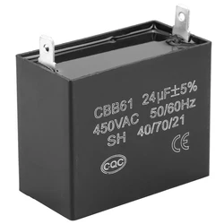 CBB61 Generator Starting Capacitor CBB61 Generator Starting Capacitor 450 V AC 24 μF 50/60 Hz, suitable for 400/350/300/250 V AC