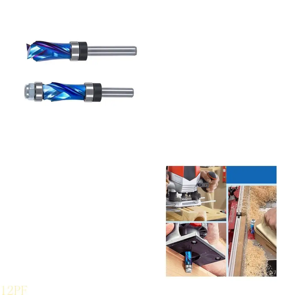 12PF Multipurpose High Efficiency 1/4In Shank Helical Router Bit For Edges Trimming And Slotting Woodworking Tool Application