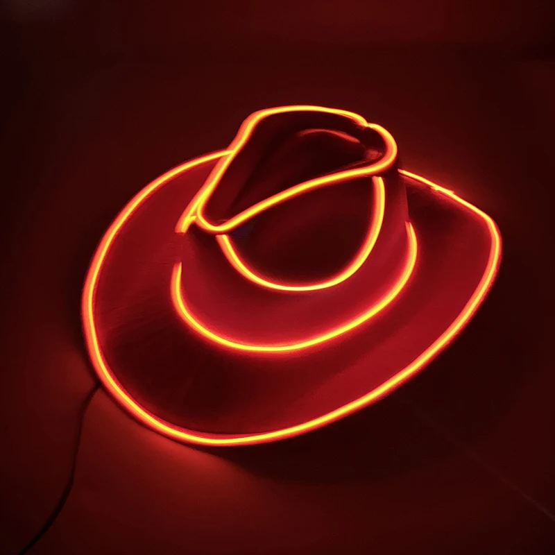 Fashion Wireless Pearlescent Cowboy Hat Fluorescent Decor Props Light Up Cowboy  Cap Glowing For Neon NightClub Night