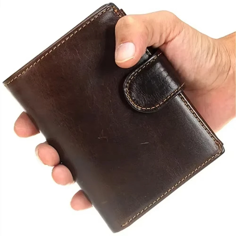 Vintage Dermis textura sólida Triple plegable ranuras para múltiples tarjetas nueva cartera para hombre Simple elegante hebilla de gran capacidad plegable