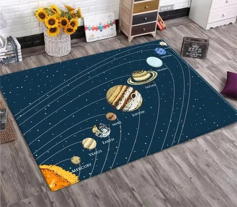 Solar System Rug Planet Galaxy Design for Living Room Bedroom Space Floor Mat Home Decoration Living Room Indoor Home Decor