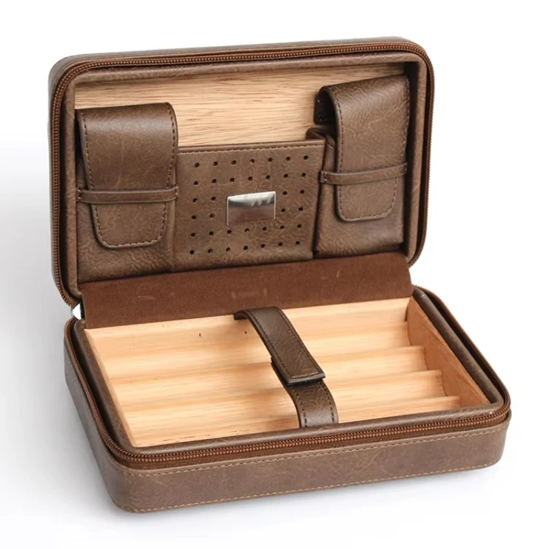 

Luxury Cigar Accessories Gift Box Portable Pu Leather Travel Humidor