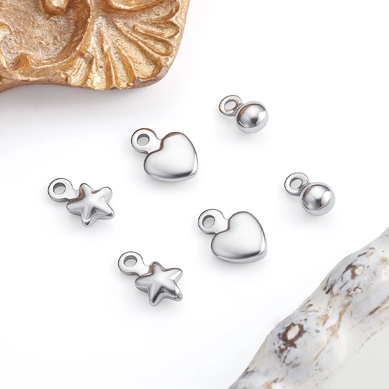 

50 шт., подвески из нержавеющей стали, материалы для изготовления ювелирных изделий, браслеты, ожерелья, подвеска в виде звезды, сердца, бусины, аксессуары «сделай сам»